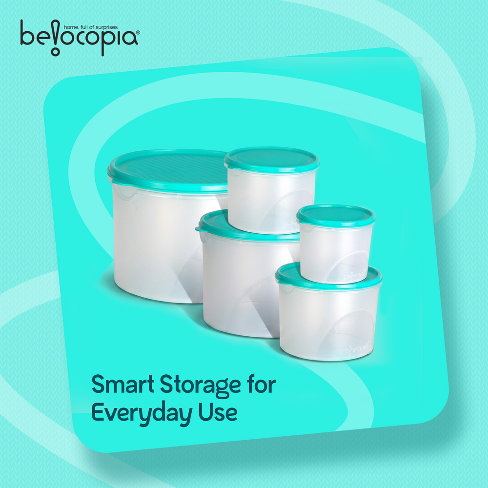 Airtight Kitchen Storage Containers – Round | Set of 5 (10.55 L)