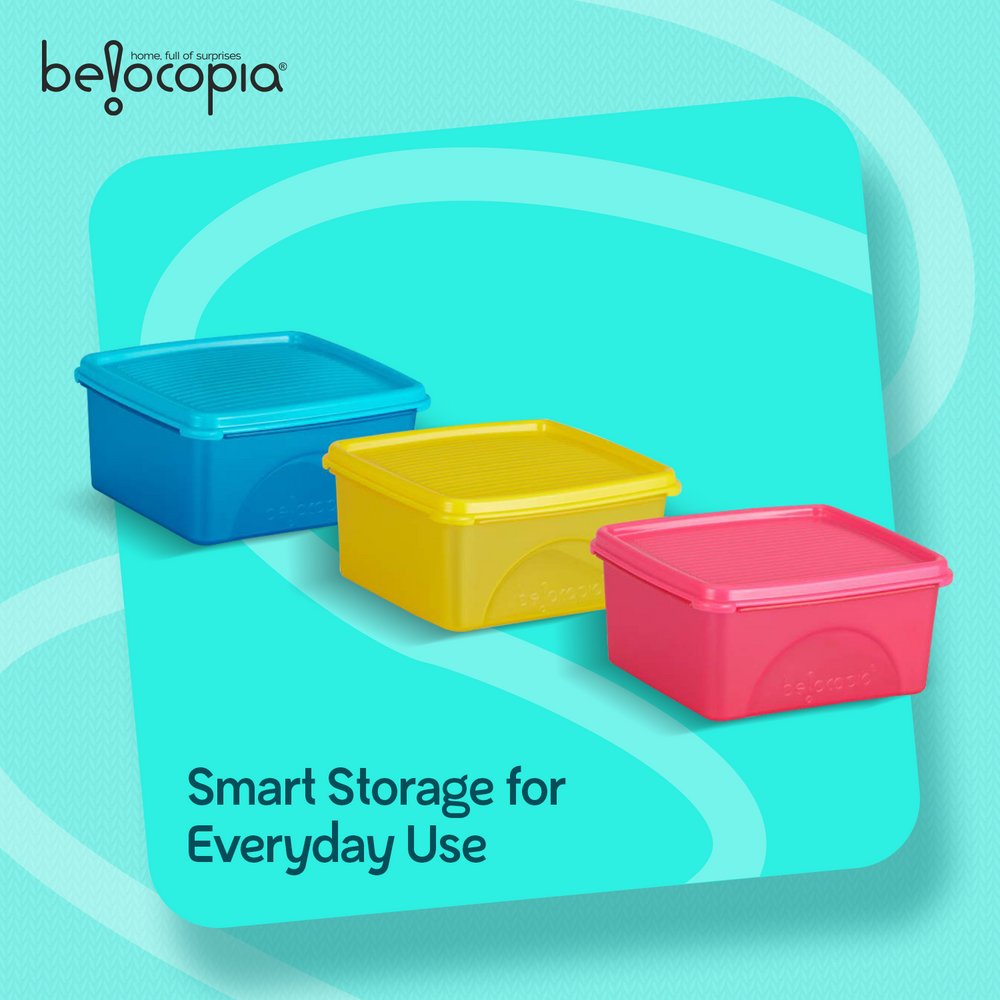 Airtight Kitchen Storage Containers – Square | Set of 3 (650 ml)