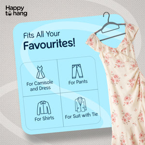Happy To Hang Rotogrip Plastic Hangers | Pack of 16 | Non-Slip | Space Saving Wardrobe Hangers with Grip Coating | Durable Plastic Hanger for Shirt, T-Shirt, Top, Sweater (Grey)