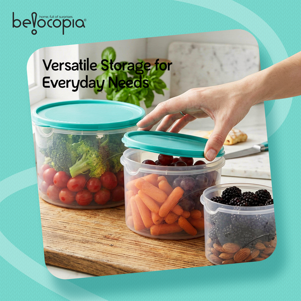 Airtight Kitchen Storage Containers – Round | Set of 3 (3.75 L)