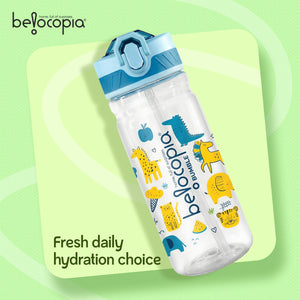 Bumble Sipper Water Bottle 650ml | Blue | BPA-Free, Leakproof Flip Lock | Food Grade Plastic Bottle with Straw | Durable & Spill Proof Drinking Bottle for School, Travel & Outdoor