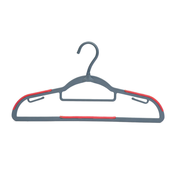 Happy To Hang Rotogrip Plastic Hangers | Pack of 16 | Non-Slip | Space Saving Wardrobe Hangers with Grip Coating | Durable Plastic Hanger for Shirt, T-Shirt, Top, Sweater (Grey)