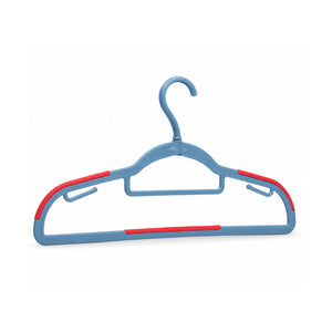 Happy To Hang Rotogrip Plastic Hangers | Pack of 16 | Non-Slip | Space Saving Wardrobe Hangers with Grip Coating | Durable Plastic Hanger for Shirt, T-Shirt, Top, Sweater (Dusky Blue))