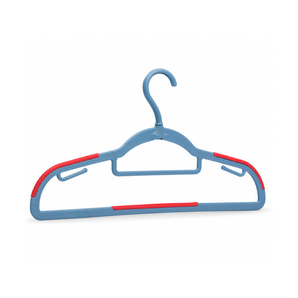 Happy To Hang Rotogrip Plastic Hangers | Pack of 16 | Non-Slip | Space Saving Wardrobe Hangers with Grip Coating | Durable Plastic Hanger for Shirt, T-Shirt, Top, Sweater (Dusky Blue))