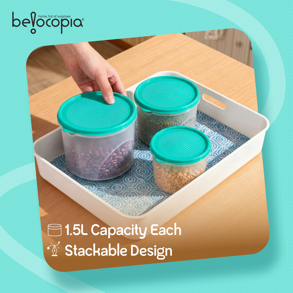 Airtight Kitchen Storage Containers – Round | Set of 3 (8.6 L)