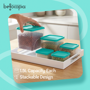 Airtight Kitchen Storage Containers – Square | Set of 6 (7.2 L)