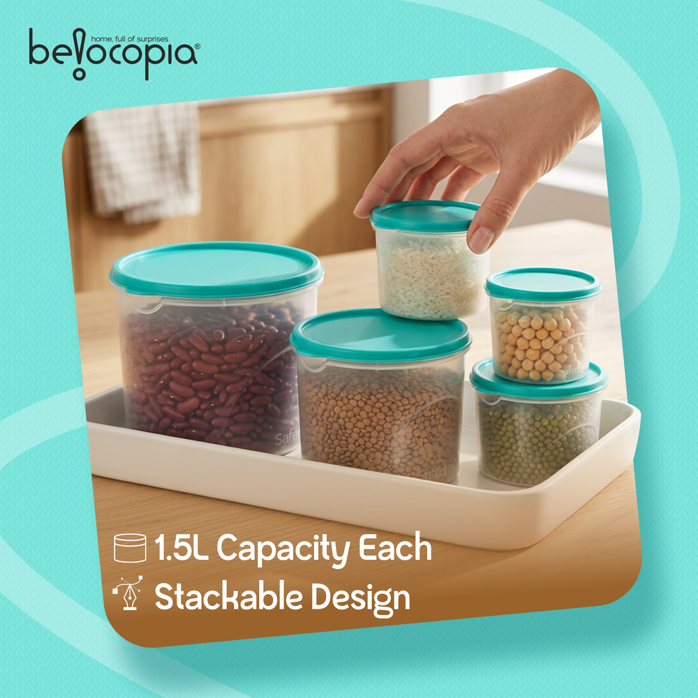 Airtight Kitchen Storage Containers – Round | Set of 5 (10.55 L)