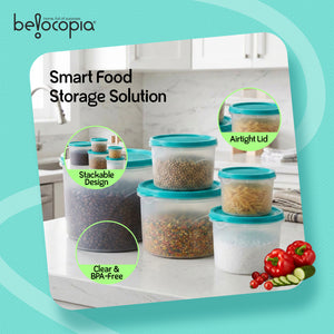 Airtight Kitchen Storage Containers – Round | Set of 5 (10.55 L)