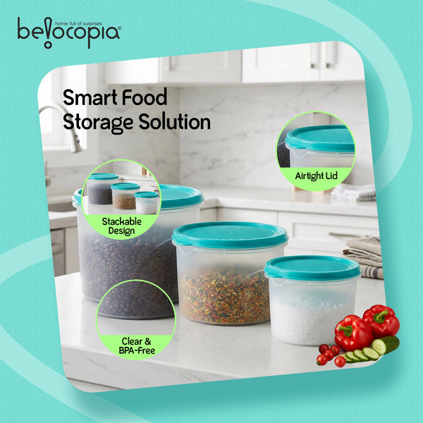 Airtight Kitchen Storage Containers – Round | Set of 3 (8.6 L)