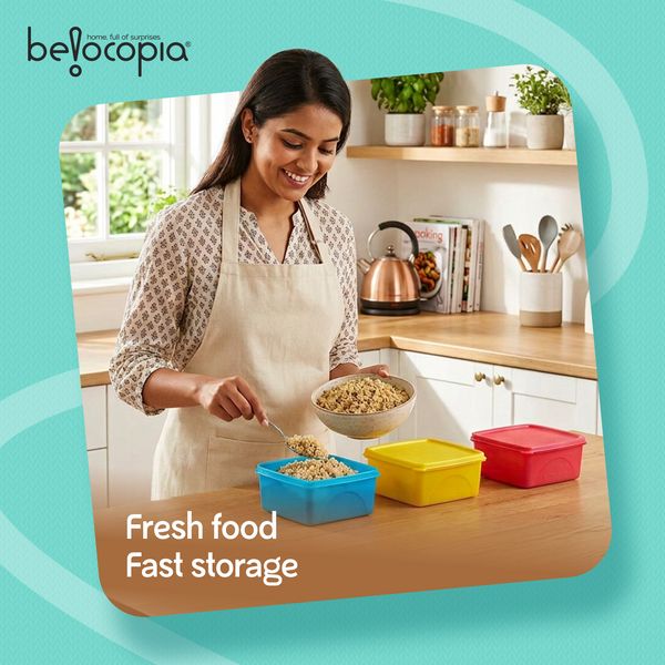 Airtight Kitchen Storage Containers – Square | Set of 3 (650 ml)