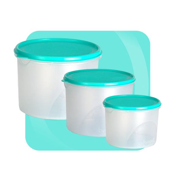 Airtight Kitchen Storage Containers – Round | Set of 3 (8.6 L)