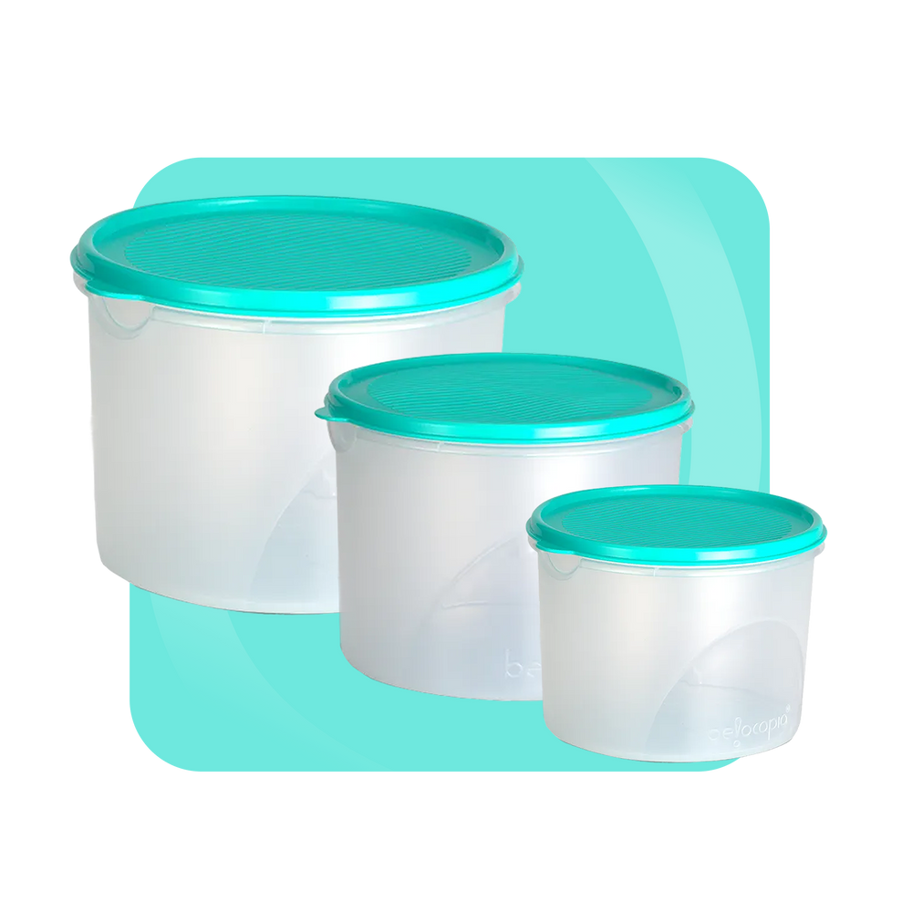 Airtight Kitchen Storage Containers – Round | Set of 3 (3.75 L)