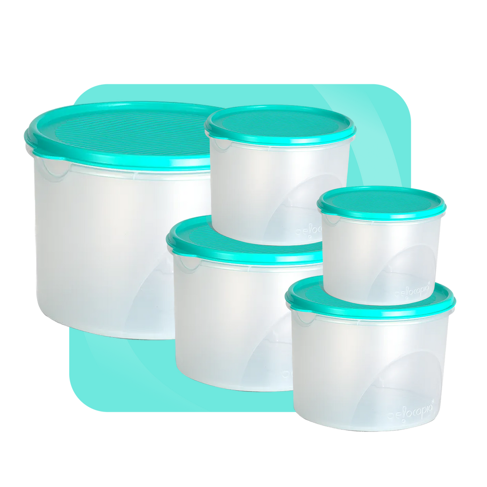 Airtight Kitchen Storage Containers – Round | Set of 5 (10.55 L)