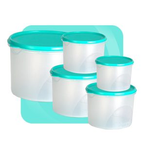 Airtight Kitchen Storage Containers – Round | Set of 5 (10.55 L)