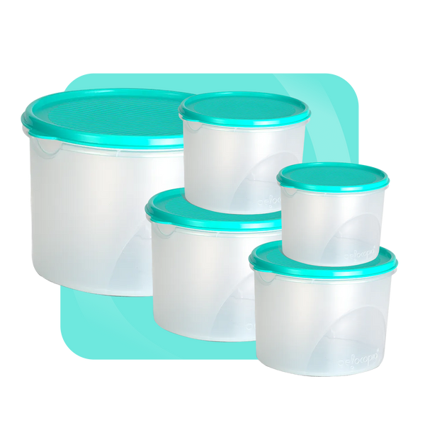 Airtight Kitchen Storage Containers – Round | Set of 5 (10.55 L)