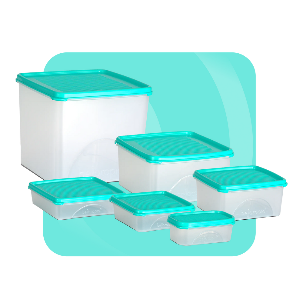 Airtight Kitchen Storage Containers – Square | Set of 6 (7.2 L)