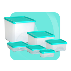 Airtight Kitchen Storage Containers – Square | Set of 6 (7.2 L)