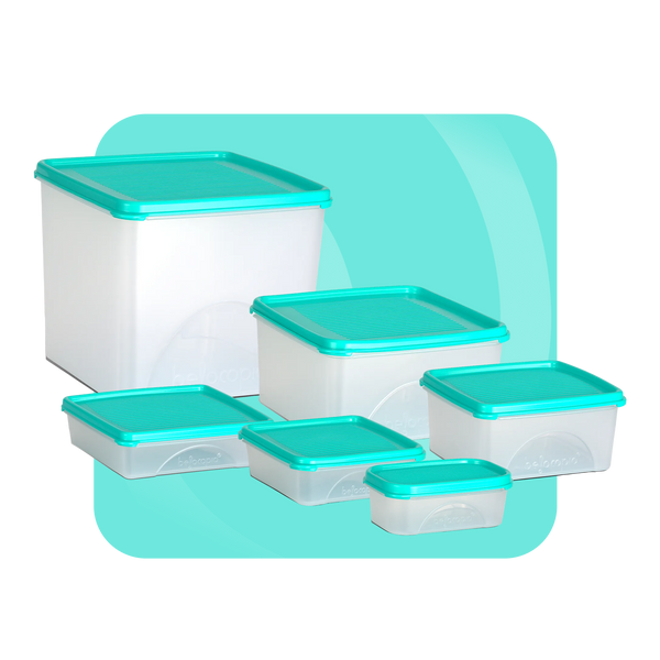 Airtight Kitchen Storage Containers – Square | Set of 6 (7.2 L)