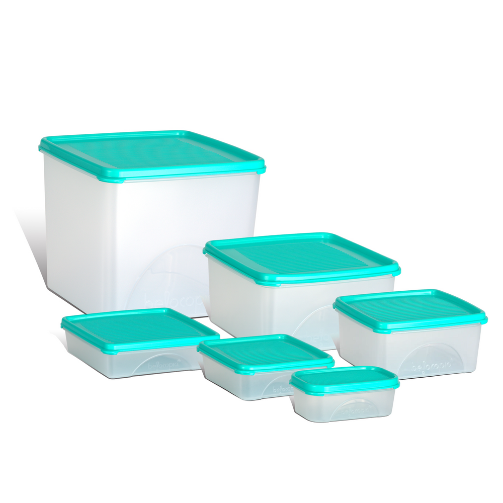 Airtight Kitchen Storage Containers – Square | Set of 6 (7.2 L)
