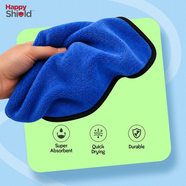 Happy Shield EasyWipe Premium Microfiber Cloth | 60 x 40 cm | 600 GSM | Blue | Pack of 1