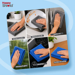 Happy Shield EasyWipe Premium Microfiber Cloth | 60 x 40 cm | 600 GSM | Blue | Pack of 1