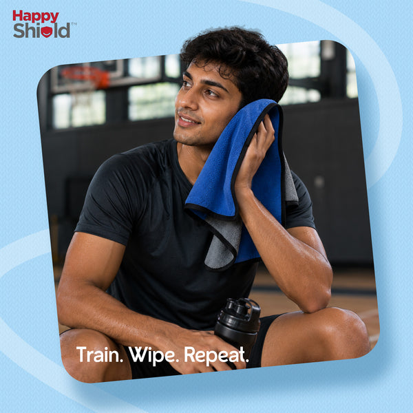 Happy Shield EasyWipe Premium Microfiber Cloth | 60 x 40 cm | 600 GSM | Blue | Pack of 1