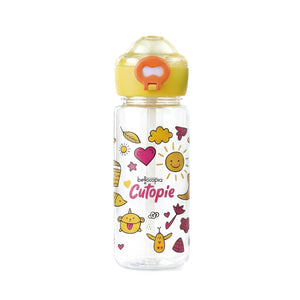 Cutopie Kids Sipper Water Bottle 600ml | Yellow | BPA-Free, Spill Proof & Airtight | Food Grade Plastic Drinking Bottle for Toddlers & Children | Leakproof Flip Cap | School, Travel & Daily Use