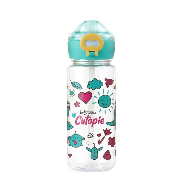 Cutopie Kids Sipper Water Bottle 600ml | Teal | BPA-Free, Spill Proof & Airtight | Food Grade Plastic Drinking Bottle for Toddlers & Children | Leakproof Flip Cap | School, Travel & Daily Use