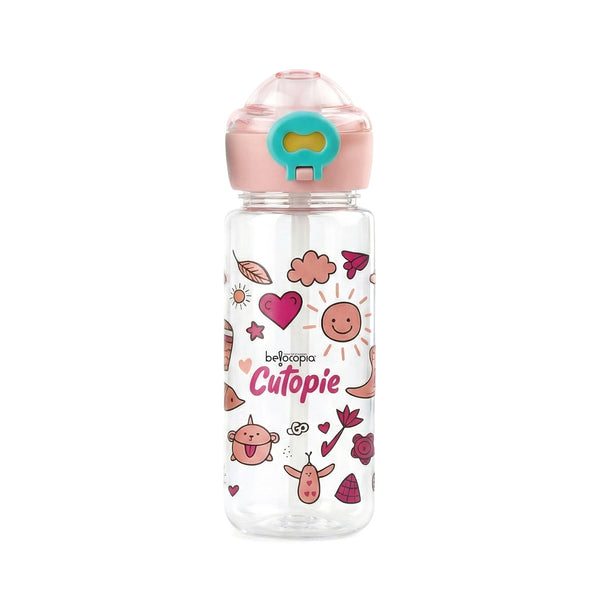 Cutopie Kids Sipper Water Bottle 600ml | Pink | BPA-Free, Spill Proof & Airtight | Food Grade Plastic Drinking Bottle for Toddlers & Children | Leakproof Flip Cap | School, Travel & Daily Use