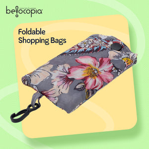 Belocopia Foldable Shopping Bag for Women | Floral Paisley design | Reusable Lightweight Grocery Tote Bag | Portable, Washable Travel Carry Bag | Eco-Friendly | Multipurpose Shoulder Handbag for Daily Shopping & Travel