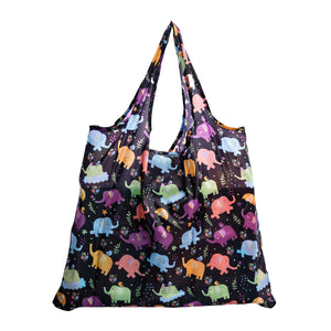 Belocopia Foldable Shopping Bag for Women | Cute Elephant Design | Lightweight & Washable Grocery Tote Bag | Eco-Friendly | Portable, Travel Carry Bag for Daily Shopping, Beach & Travel