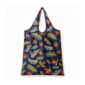 Belocopia Foldable  Shopping Bag for Women |Tropical Design | Reusable Lightweight Grocery Tote Bag | Portable & Washable Travel Carry Bag | Eco-Friendly | Multipurpose Shoulder Handbag for Daily Shopping & Beach
