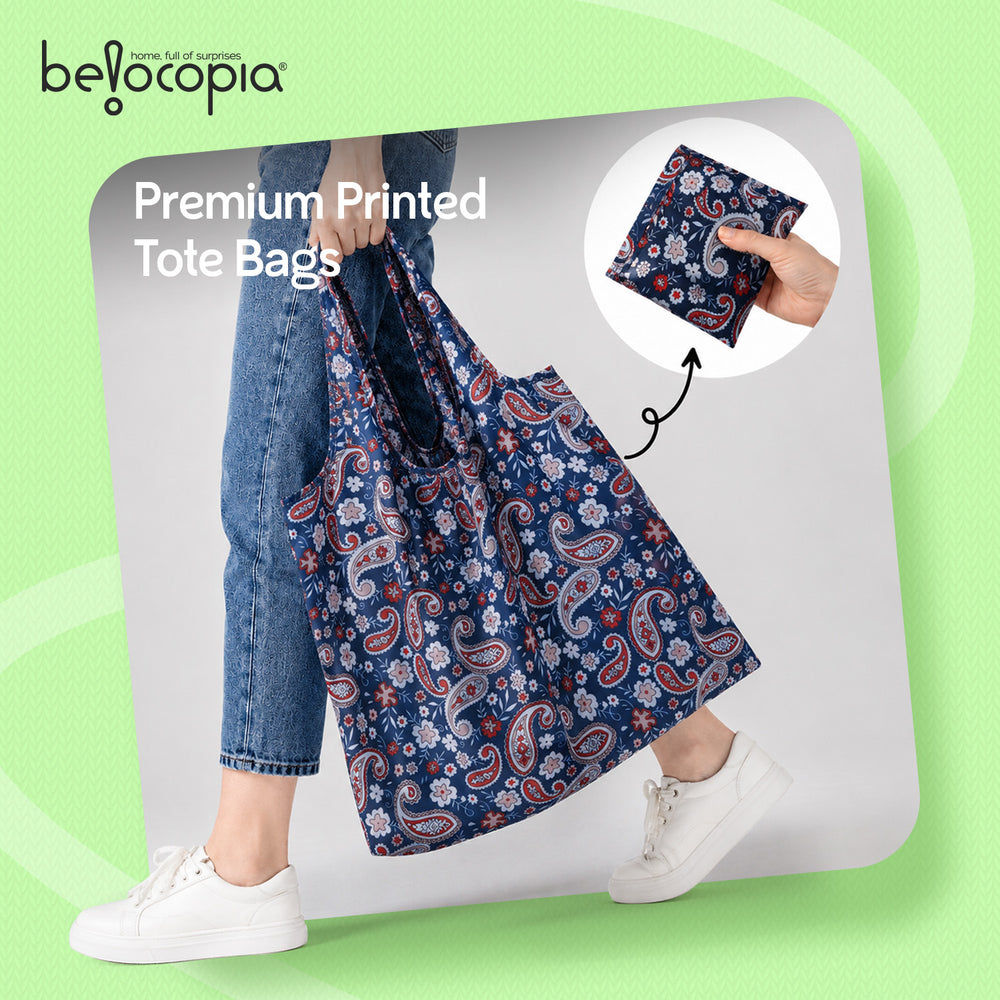 Belocopia Foldable Shopping Bag for Women | Small Floral Paisley design