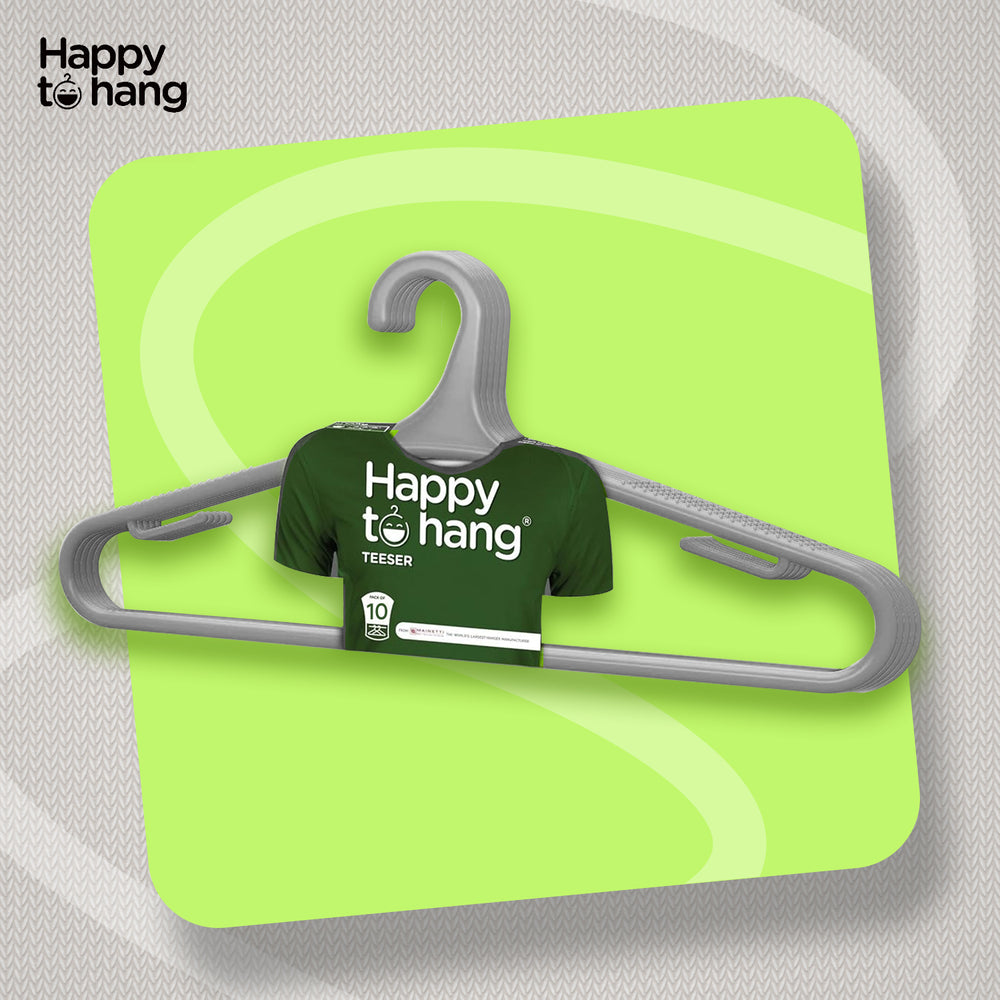 Happy to Hang Teeser Clothes Hangers Grey – Pack of 6