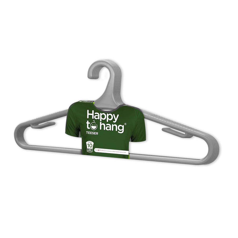 Happy to Hang Teeser Clothes Hangers Grey – Pack of 6