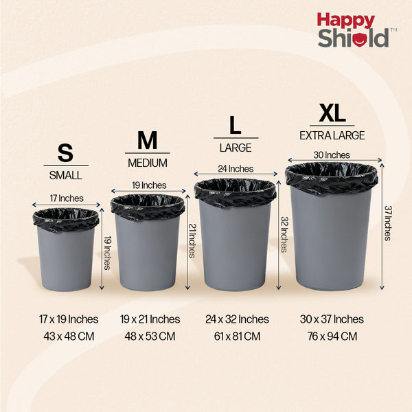 Happy Shield Garbage Bags – Small | Set of 90 (3 packs x 30)