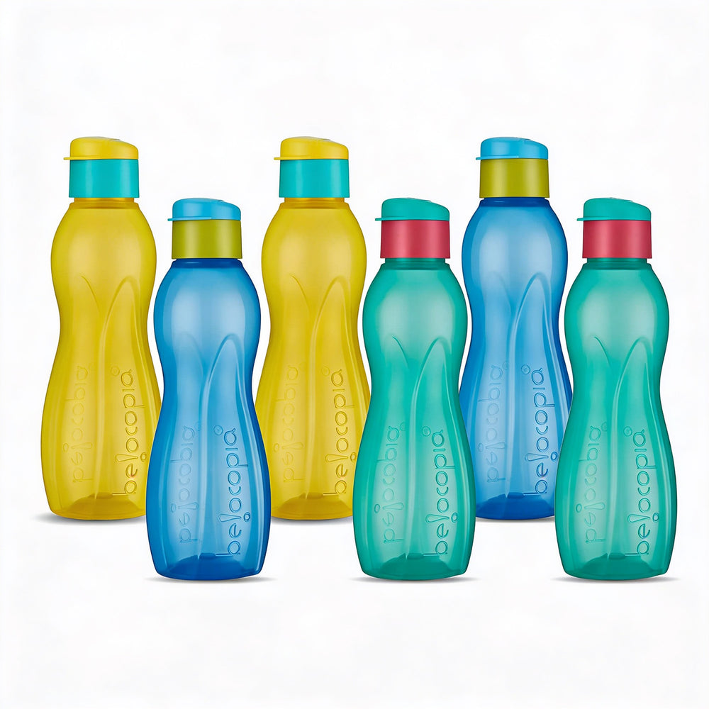 Hiero Water Bottle – 750 ml | Flip Cap | Set of 6