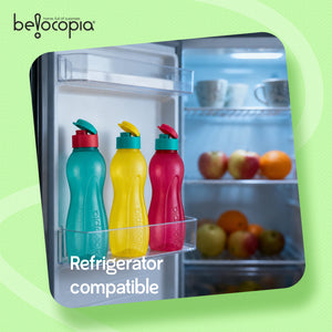 Hiero Water Bottle – 1 Litre | Flip Cap | Set of 3