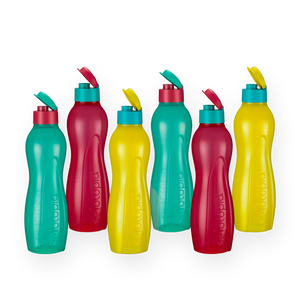 Hiero Water Bottle – 1 Litre | Flip Cap | Set of 6