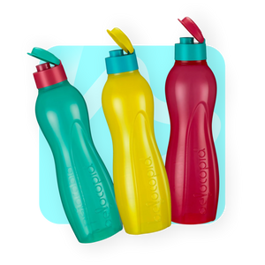 Hiero Water Bottle – 1 Litre | Flip Cap | Set of 3