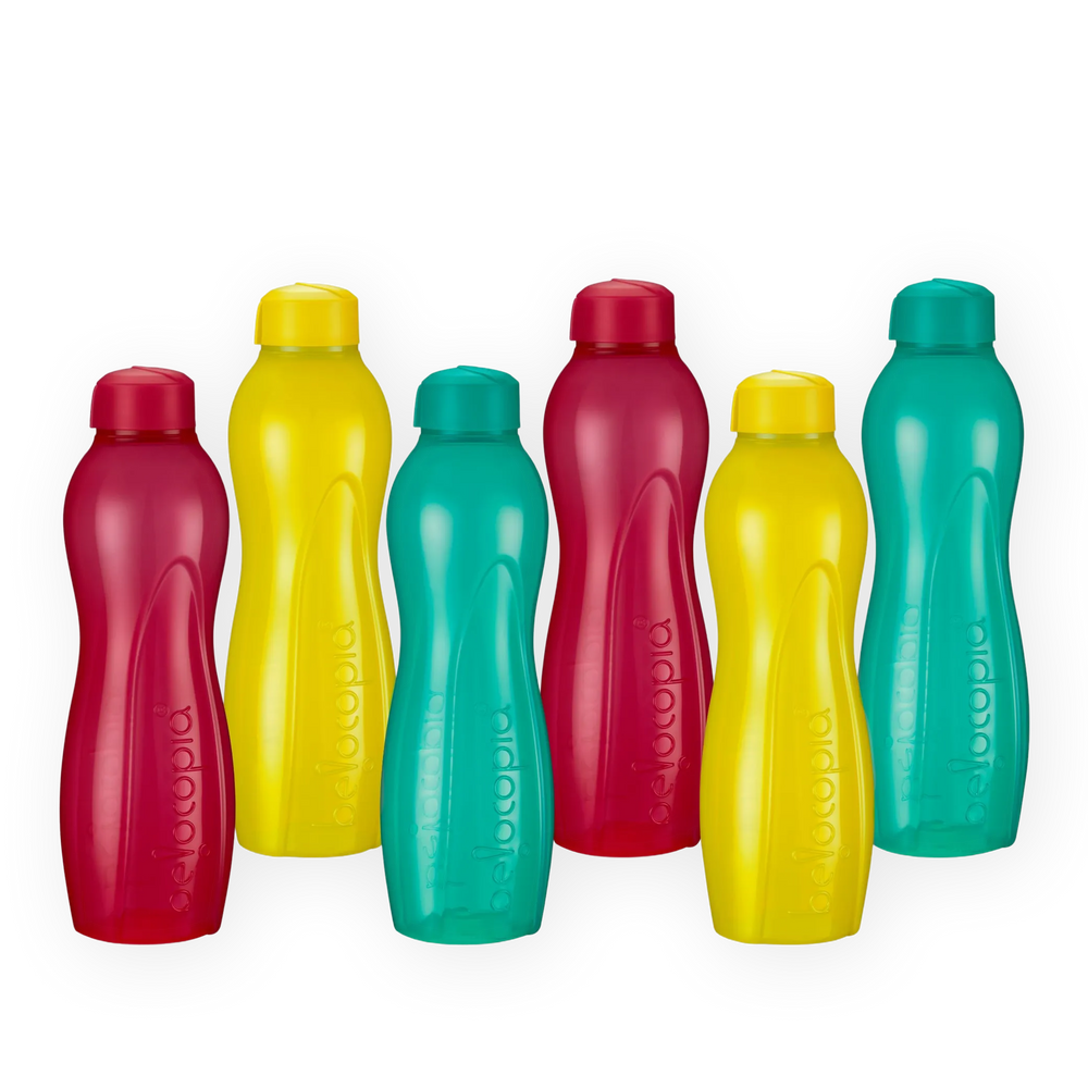 Hiero Water Bottle – 1 Litre | Twist Cap | Set of 6