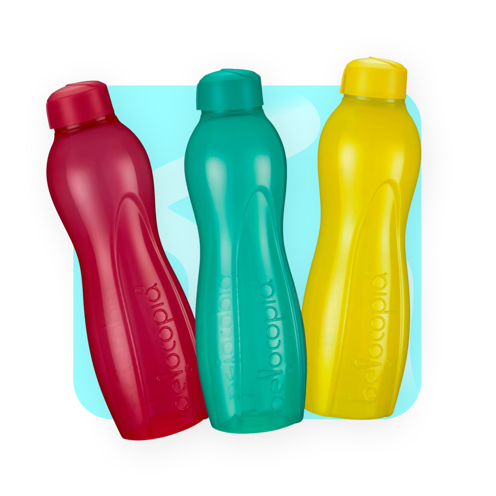 Hiero Water Bottle – 1 Litre | Twist Cap | Set of 3