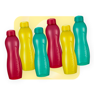 Hiero Water Bottle – 1 Litre | Twist Cap | Set of 6