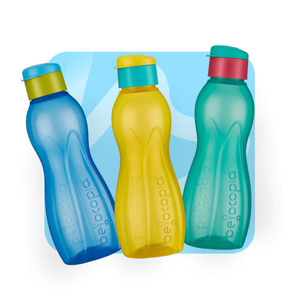 Hiero Water Bottle – 750 ml | Flip Cap | Set of 3