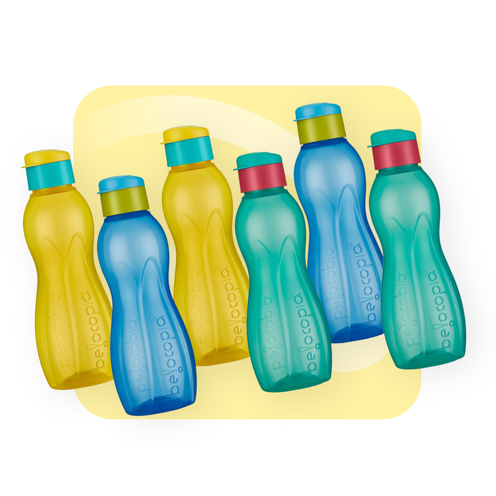 Hiero Water Bottle – 750 ml | Flip Cap | Set of 6