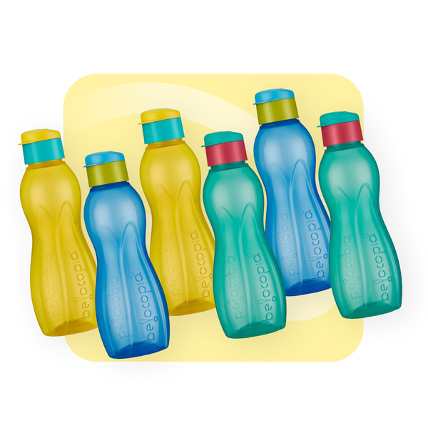 Hiero Water Bottle – 750 ml | Flip Cap | Set of 6