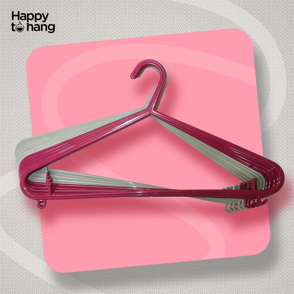 Happy to Hang Kompact Clothes Hangers - Majenta &Grey Set of 10