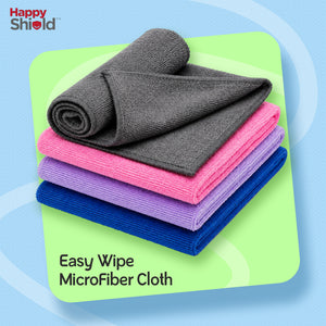 Happy Shield EasyWipe Microfiber Cleaning Cloth | 40 x 40 cm | 300 GSM | Multicolor | Pack of 4