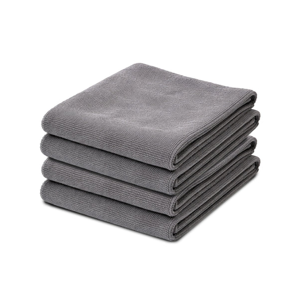 EASYWIPE Microfiber Cleaning Cloth | 40 x 40 cm | 300 GSM Ultra Soft Lint-Free Cleaning Towels for Car, Kitchen, Glass, Home & Electronics | Grey | Pack of 4