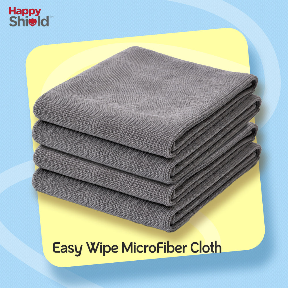EASYWIPE Microfiber Cleaning Cloth | 40 x 40 cm | 300 GSM | Grey | Pack of 4